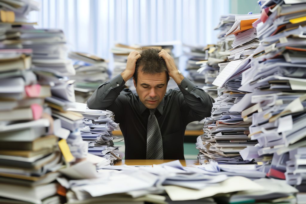 Dificuldades na gestão de documentos da empresa.